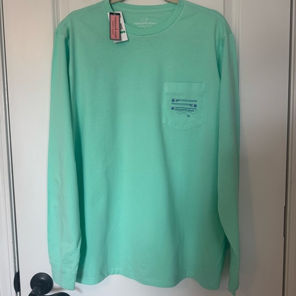 Vineyard Vines NWT Men's Mint Green FlyFishing Rods Long Sleeve Shirt - Picture 1 of 6